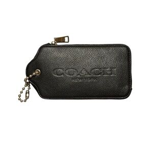 Coach | Leather Hangtag Zip Coin Case | Black